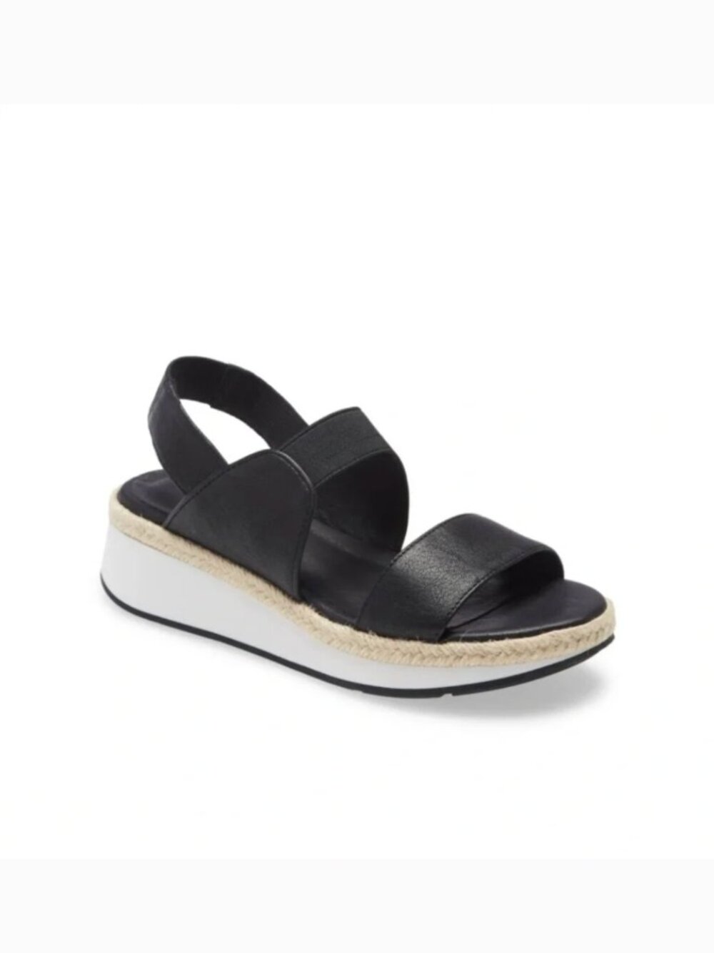 Eileen Fisher Dash Platform Wedge Strappy Slingback Sandals Black Size 9